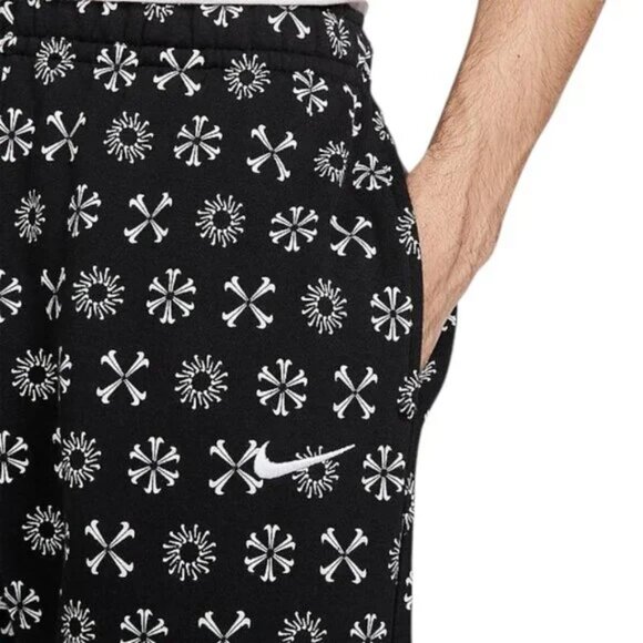 Nike Club Fleece Men's Size L Monogram Sweatsuit 2 PC Tracksuit Black/White NWT - Picture 7 of 13